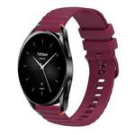 For Xiaomi Watch S2 Wavy Dotted Stitched 22mm Silicone Watch Band(Wine Red)