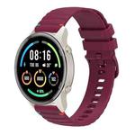 For Xiaomi Watch Sport Wavy Dotted Stitched 22mm Silicone Watch Band(Wine Red)