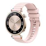 For Huawei Watch GT 4 41mm Wavy Dotted Stitched 18mm Silicone Watch Band(Rose Pink)