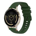 For Garmin Venu 3S Wavy Dotted Stitched 18mm Silicone Watch Band(Army Green)