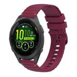 For Garmin Forerunner 265S Wavy Dotted Stitched 18mm Silicone Watch Band(Wine Red)