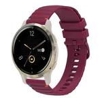 For Garmin Venu 2S Wavy Dotted Stitched 18mm Silicone Watch Band(Wine Red)