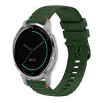 For Garmin Active S Wavy Dotted Stitched 18mm Silicone Watch Band(Army Green)