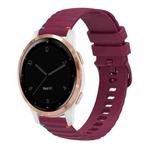 For Garmin Vivoactive 4S Wavy Dotted Stitched 18mm Silicone Watch Band(Wine Red)