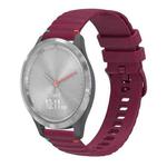 For Garmin Vivomove 3S Wavy Dotted Stitched 18mm Silicone Watch Band(Wine Red)