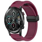 For Honor Magic Watch 2 46mm Window Blind Magnetic Buckle 22mm Silicone Watch Band(Wine Red)