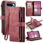 For Google Pixel 9 Pro XL CaseMe C30 Card Slots Zipper Wallet Leather Phone Case(Wine)