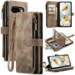 For Google Pixel 9a CaseMe C30 Card Slots Zipper Wallet Leather Phone Case(Brown)