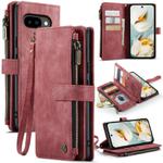 For Google Pixel 9a CaseMe C30 Card Slots Zipper Wallet Leather Phone Case(Wine Red)
