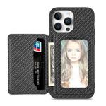 For iPhone 16 Pro Carbon Fiber Magnetic Card Wallet RFID Blocking Phone Case(Black)