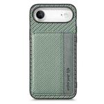 For iPhone Air Carbon Fiber Magnetic Card Wallet RFID Blocking Phone Case(Green)