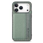For iPhone 17 Pro Carbon Fiber Magnetic Card Wallet RFID Blocking Phone Case(Green)