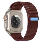 For Apple Watch SE 2023 44mm Sea Wave Nylon Hook and Loop Fastener Watch Band(Wine Red)