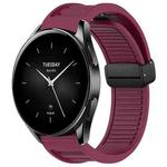 For Xiaomi Watch S2 Window Blind Magnetic Buckle 22mm Silicone Watch Band(Wine Red)