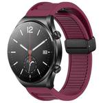 For Xiaomi Watch S1 Window Blind Magnetic Buckle 22mm Silicone Watch Band(Wine Red)