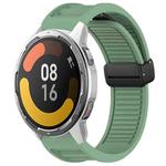 For Xiaomi Watch Color 2 Window Blind Magnetic Buckle 22mm Silicone Watch Band(Pine Green)