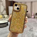 For iPhone 15 Diamond Glitter Sequins TPU Phone Case(Gold)