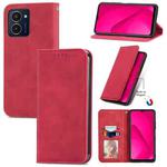 For HMD Pulse Pro Retro Skin Feel Magnetic Flip Leather Phone Case(Red)