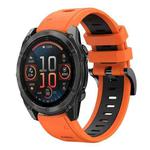 For Garmin Fenix 8 AMOLED 47mm Sports Two Color 22mm Silicone Watch Band(Orange+Black)