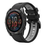 For Garmin Fenix 8 AMOLED 47mm Sports Two Color 22mm Silicone Watch Band(Black+Grey)