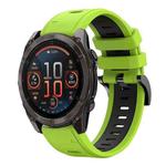 For Garmin Fenix 8 AMOLED 47mm Sports Two Color 22mm Silicone Watch Band(Lime+Black)