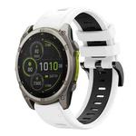 For Garmin Fenix 8 MIP 47mm Sports Two Color 22mm Silicone Watch Band(White+Back)