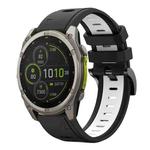 For Garmin Fenix 8 MIP 47mm Sports Two Color 22mm Silicone Watch Band(Black+White)