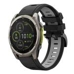 For Garmin Fenix 8 MIP 47mm Sports Two Color 22mm Silicone Watch Band(Black+Grey)