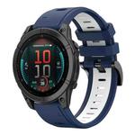 For Garmin Fenix E 47mm Sports Two Color 22mm Silicone Watch Band(Midnight Blue+White)