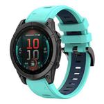 For Garmin Fenix E 47mm Sports Two Color 22mm Silicone Watch Band(Mint Green+Midnight Blue)