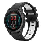 For Garmin Fenix E 47mm Sports Two Color 22mm Silicone Watch Band(Black+White)