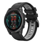 For Garmin Fenix E 47mm Sports Two Color 22mm Silicone Watch Band(Black+Grey)