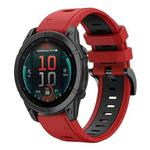 For Garmin Fenix E 47mm Sports Two Color 22mm Silicone Watch Band(Red+Black)