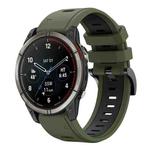 For Garmin Quatix 7 Pro Sports Two Color 22mm Silicone Watch Band(Army Green+Black)