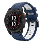 For Garmin Fenix 7 Pro 47mm Sports Two Color 22mm Silicone Watch Band(Midnight Blue+White)