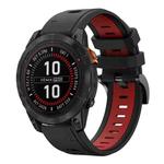 For Garmin Fenix 7 Pro 47mm Sports Two Color 22mm Silicone Watch Band(Black+Red)