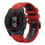 For Garmin Fenix 7 Pro 47mm Sports Two Color 22mm Silicone Watch Band(Red+Black)