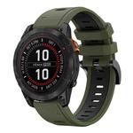 For Garmin Fenix 7 Pro 47mm Sports Two Color 22mm Silicone Watch Band(Army Green+Black)