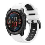 For Garmin Fenix 8 AMOLED 51mm Sports Two Color 26mm Silicone Watch Band(White+Back)