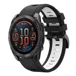 For Garmin Fenix 8 AMOLED 51mm Sports Two Color 26mm Silicone Watch Band(Black+White)