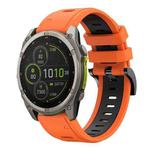 For Garmin Fenix 8 MIP 51mm Sports Two Color 26mm Silicone Watch Band(Orange+Black)