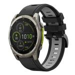 For Garmin Fenix 8 MIP 51mm Sports Two Color 26mm Silicone Watch Band(Black+Grey)