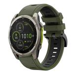 For Garmin Fenix 8 MIP 51mm Sports Two Color 26mm Silicone Watch Band(Army Green+Black)