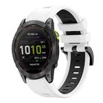 For Garmin Enduro 3 Sports Two Color 26mm Silicone Watch Band(White+Back)