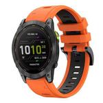 For Garmin Enduro 3 Sports Two Color 26mm Silicone Watch Band(Orange+Black)