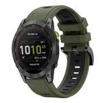 For Garmin Enduro 3 Sports Two Color 26mm Silicone Watch Band(Army Green+Black)