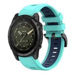 For Garmin Tactix 7 AMOLED Sports Two Color 26mm Silicone Watch Band(Mint Green+Midnight Blue)