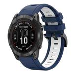 For Garmin Fenix 7X Pro 51mm Sports Two Color 26mm Silicone Watch Band(Midnight Blue+White)