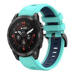 For Garmin Epix Pro 51mm Sports Two Color 26mm Silicone Watch Band(Mint Green+Midnight Blue)