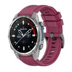 For Garmin Descent Mk3 43mm Pure Color Steel Buckle 20mm Silicone Watch Band(Wine Red)